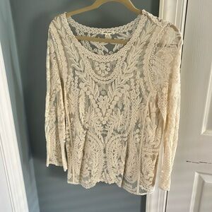 Women’s lace sheer top, size medium